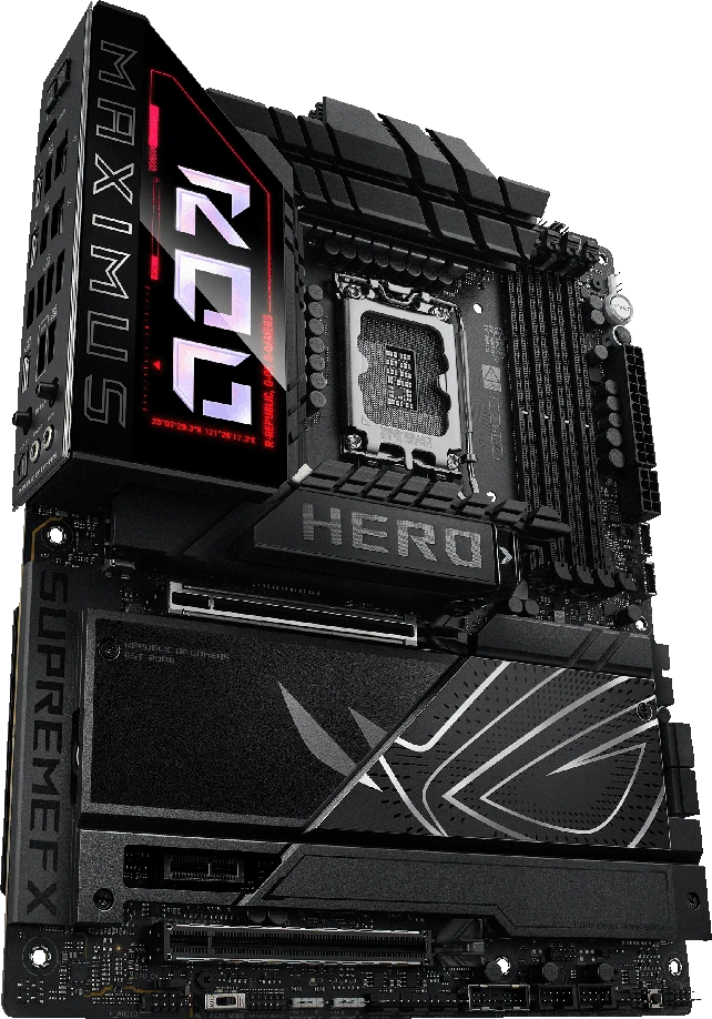 Pagrindinė plokštė Asus ROG MAXIMUS Z890 HERO | Procesorių šeima Intel | Procesoriaus lizdas LGA1851 | DDR5 | Palaikomos standžiojo disko sąsajos M.2, SATA | SATA jungčių skaičius 4