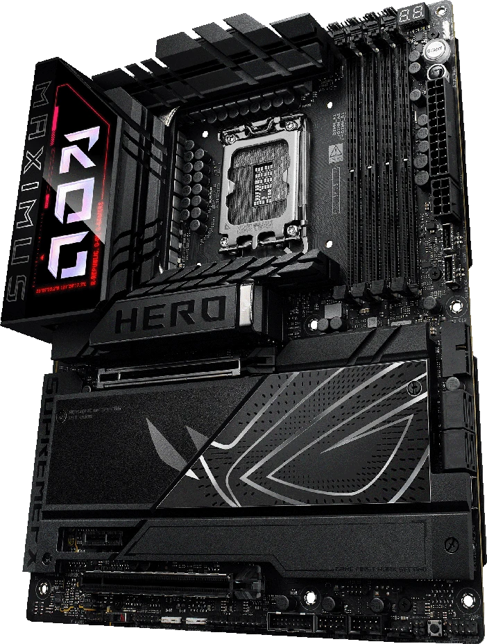 Pagrindinė plokštė Asus ROG MAXIMUS Z890 HERO | Procesorių šeima Intel | Procesoriaus lizdas LGA1851 | DDR5 | Palaikomos standžiojo disko sąsajos M.2, SATA | SATA jungčių skaičius 4