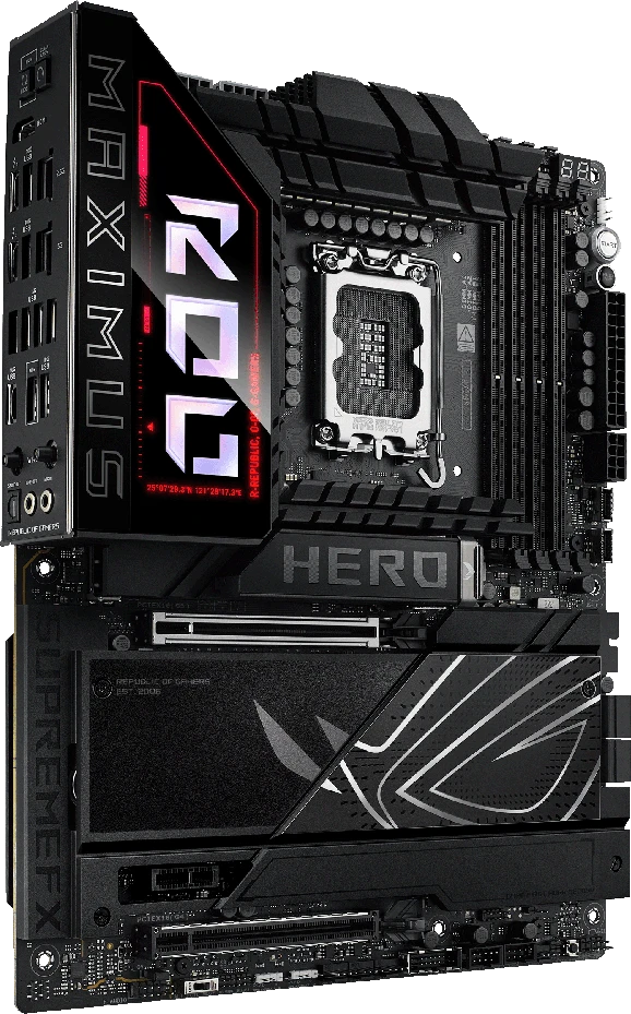 Pagrindinė plokštė Asus ROG MAXIMUS Z890 HERO | Procesorių šeima Intel | Procesoriaus lizdas LGA1851 | DDR5 | Palaikomos standžiojo disko sąsajos M.2, SATA | SATA jungčių skaičius 4
