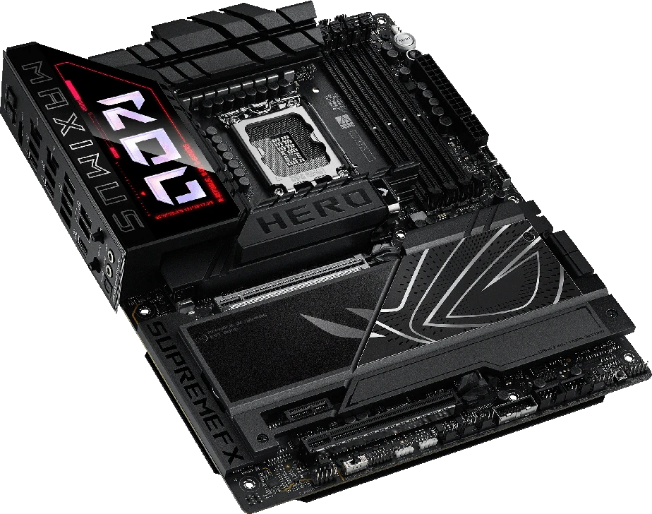 Pagrindinė plokštė Asus ROG MAXIMUS Z890 HERO | Procesorių šeima Intel | Procesoriaus lizdas LGA1851 | DDR5 | Palaikomos standžiojo disko sąsajos M.2, SATA | SATA jungčių skaičius 4