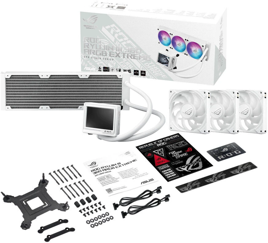 ASUS ROG RYUJIN III 360 ARGB EXTREME WHT Procesorius Viskas viename skysčių aušintuvas 12 cm Baltas 1 vnt.