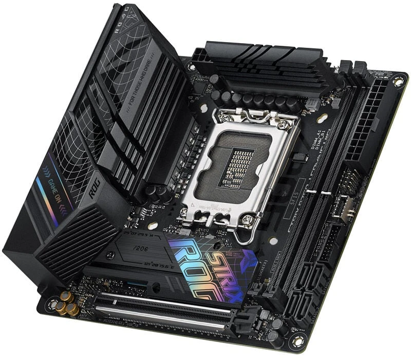 Pagrindinė plokštė ASUS Intel B760 Express / LGA1700 / Mini-ITX / Atmintis DDR5 / Atminties lizdai 2 / 1xPCI-Express 5.0 16x / 2xM.2 / 1xHDMI / 1xDisplayPort / 3xUSB 2.0 / 3xUSB 3.2 / 2xUSB-5  /  STRIXB760-IGAMINGWIFI