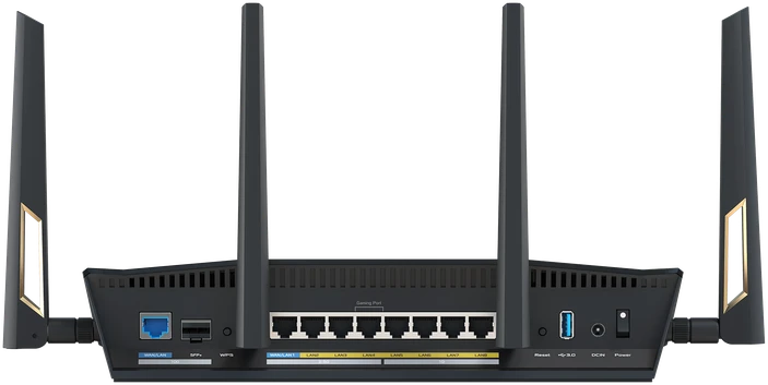 Belaidis maršrutizatorius Asus RT-BE88U, Wi-Fi 7 (802.11be), BE7200 (dvijuostis), 2x 10G, 4x 2.5G, AiMesh, VPN