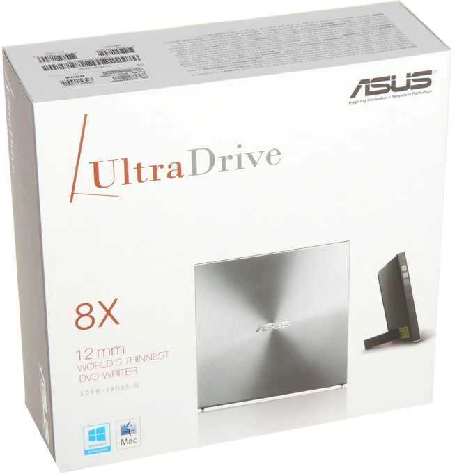 Asus | SDRW-08U5S-U | Sąsaja USB 2.0 | DVD±RW | CD skaitymo greitis 24 x | CD įrašymo greitis 24 x | Metalinis | Užrašų knygelė
