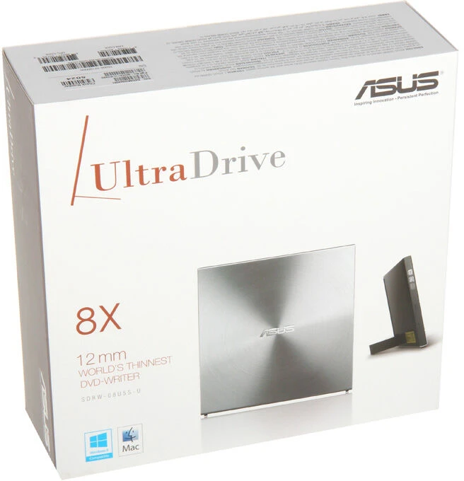 Asus | SDRW-08U5S-U | Sąsaja USB 2.0 | DVD±RW | CD skaitymo greitis 24 x | CD įrašymo greitis 24 x | Metalinis | Užrašų knygelė