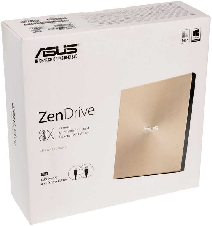 Išorinis DVD įrašymo įrenginys Asus ZenDrive U9M USB/USB-C, Auksinės spalvos