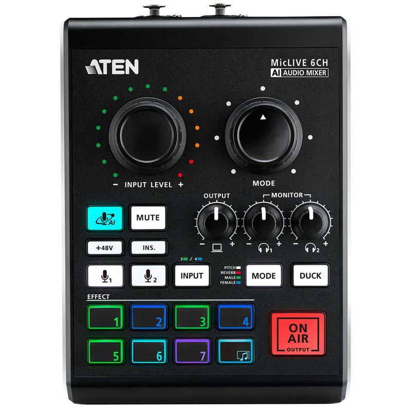 ATEN UC8000 podcast AI garso maišytuvas MicLIVE 6-CH