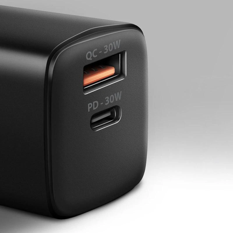 Axagon Sil sieninis įkroviklis 2x prievadas (USB-A + USB-C), PD3.0/QC4+/PPS/AFC/Apple. 30W bendra galia.