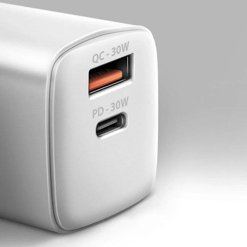 Axagon Sil sieninis įkroviklis 2x prievadas (USB-A + USB-C), PD3.0/QC4+/PPS/AFC/Apple. 30W bendra galia.
