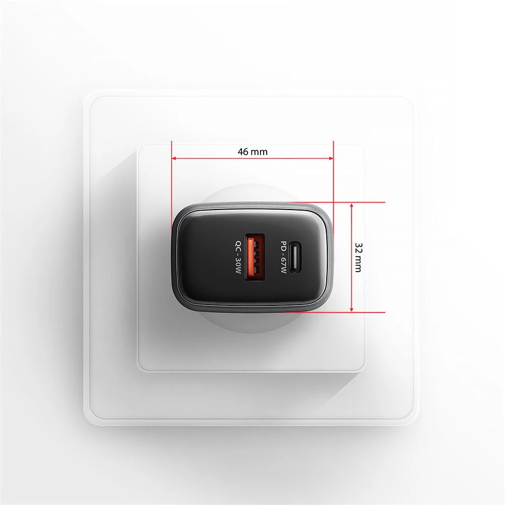 AXAGON sieninis įkroviklis 67 W, USB-A + USB-C, PD3.0/PPS/QC4+/SF | ACU-PQ67D