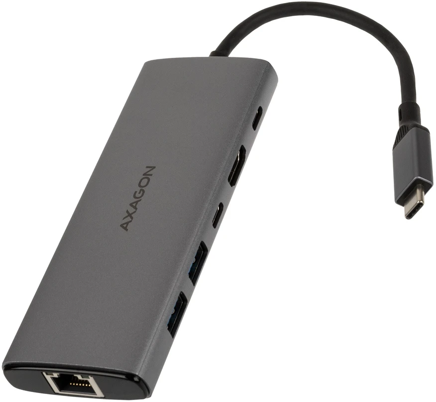AXAGON HMC-6G2L 2x USB-A 10Gbps, 1x USB-C 10Gbps, 4K/60Hz HDMI, RJ-45, USB 3.2 Gen 2 šakotuvas, PD 100W, 15cm USB-C laidas