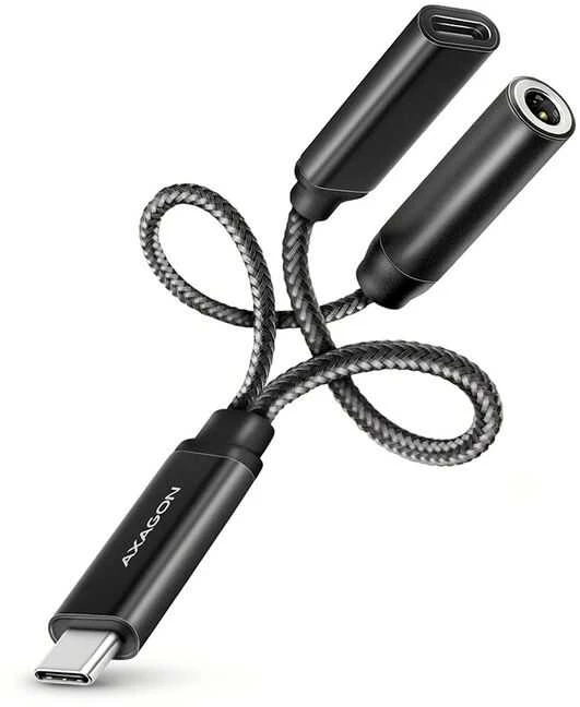 AXAGON USB-C adapteris su 3.5mm ir krovimo jungtimis