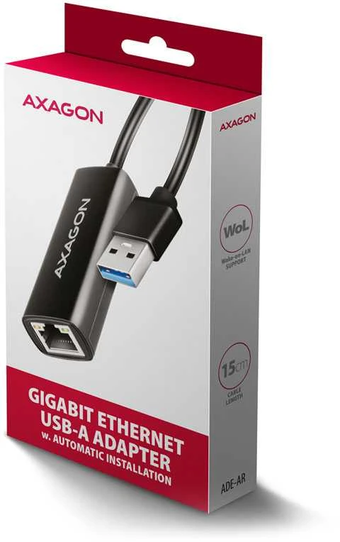 AXAGON ADE-AR USB-A 3.2 Gen 1 – Gigabit Ethernet adapteris, Realtek 8153, automatinis inst.