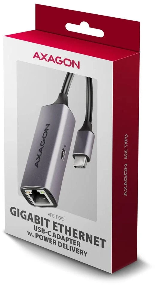 AXAGON | ADE-TXPD USB-C Gigabit Ethernet adapteris su PD 100W