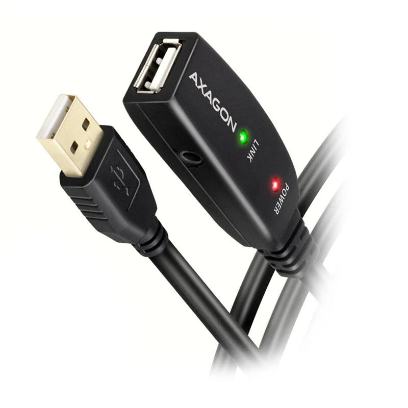 Axagon ADR-220 Aktyvus prailginimas USB 2.0 A-M > A-F laidas, 20 m ilgio. Maitinimo variantas.