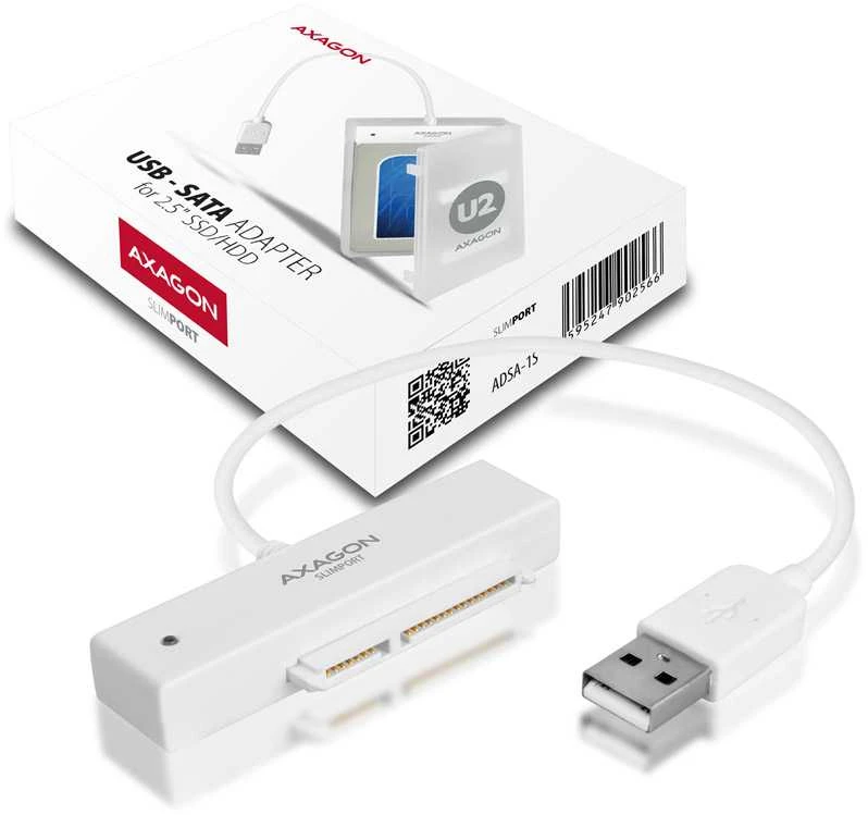 AXAGON ADSA-1S USB2.0 - SATA HDD išorinis adapteris su 2,5 colio korpusu