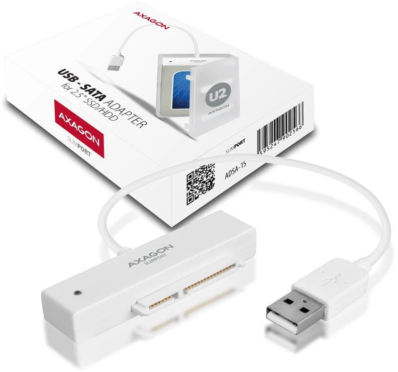 AXAGON ADSA-1S USB2.0 - SATA HDD išorinis adapteris su 2,5 colio korpusu