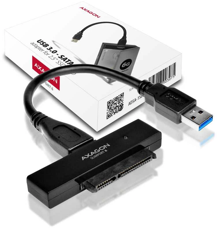 AXAGON ADSA-1S6 USB3.0 – SATA 6G UASP HDD išorinis adapteris, įsk. Byla