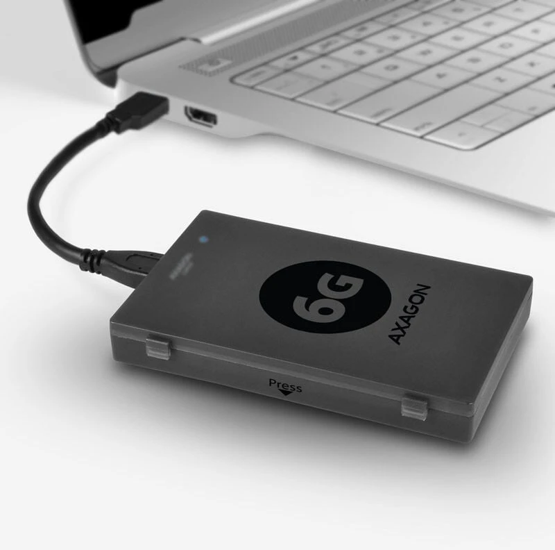 AXAGON ADSA-1S6 USB3.0 – SATA 6G UASP HDD išorinis adapteris, įsk. Byla