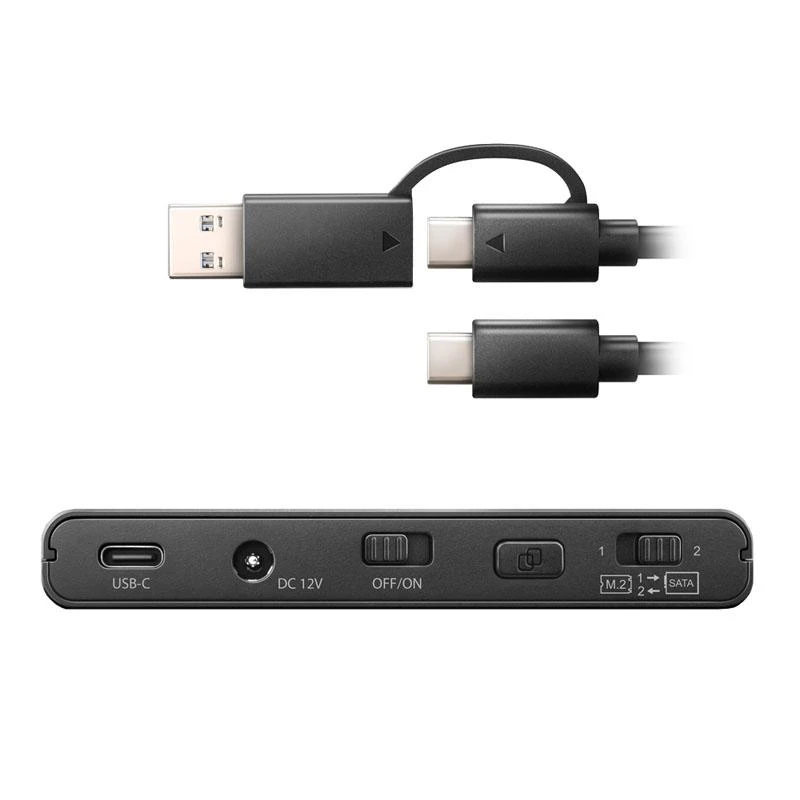 „Axagon USB 3.2 Gen 2“ adapteris, skirtas prijungti NVMe M.2 SSD diskus ir SATA 2.5''/3.5'' diskus su klonavimo funkcija.
