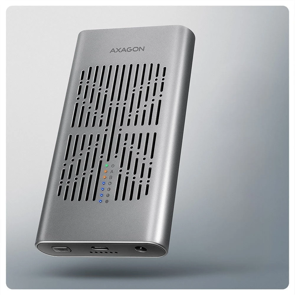 „AXAGON USB-C 20Gbps“ dvigubas M.2 NVMe SSD „CLONE MASTER“ korpusas | EEM2-20GD