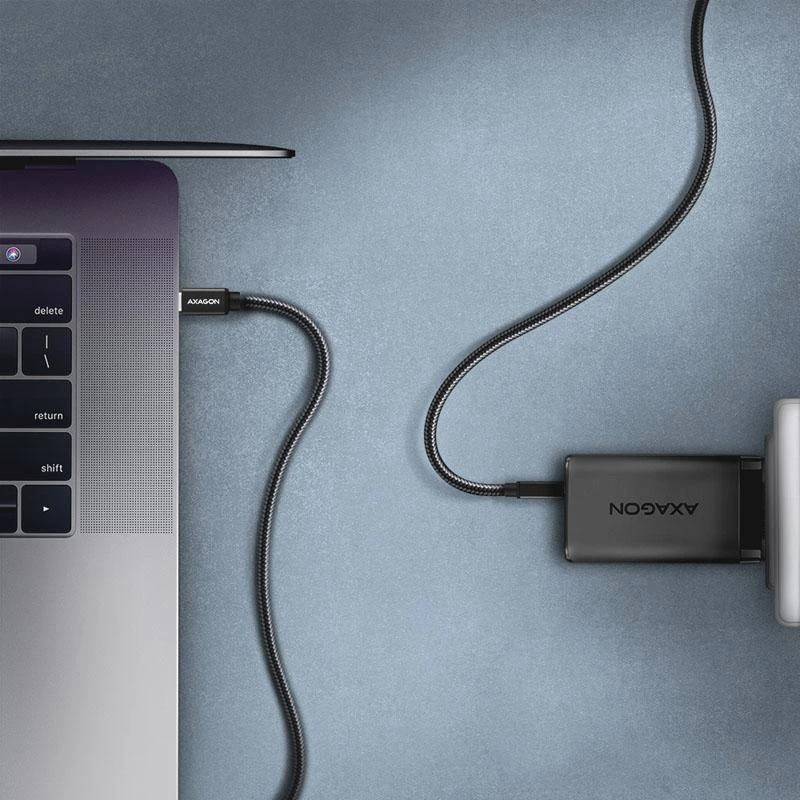 Axagon Data and charging USB 480Mbps kabelio ilgis 3 m. PD 240W, 5A. Juodas braided.