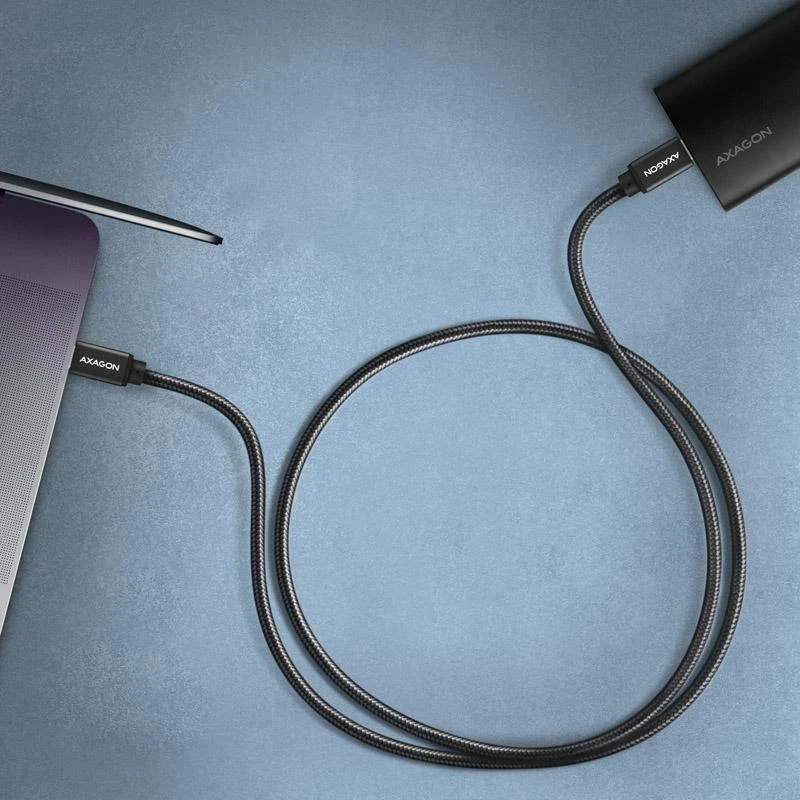 Axagon Data and Charging USB 3.2 Gen 1 kabelio ilgis 1 m. PD 60W, 3A. Juodas pynė.