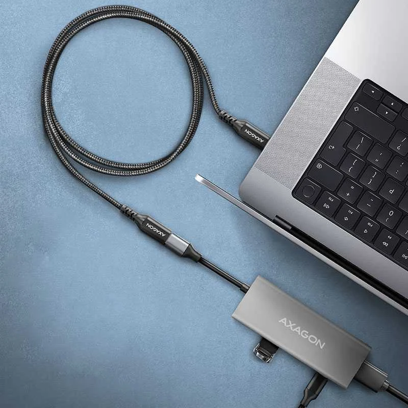 Axagon Extension USB 20Gbps kabelio ilgis 1 m. PD 240W, 5A, 8K HD video. Juodas braided.