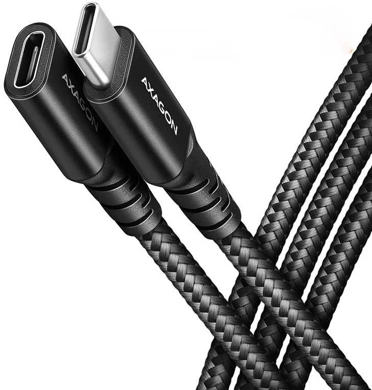 Axagon Extension USB 20Gbps kabelio ilgis 1 m. PD 240W, 5A, 8K HD video. Juodas braided.