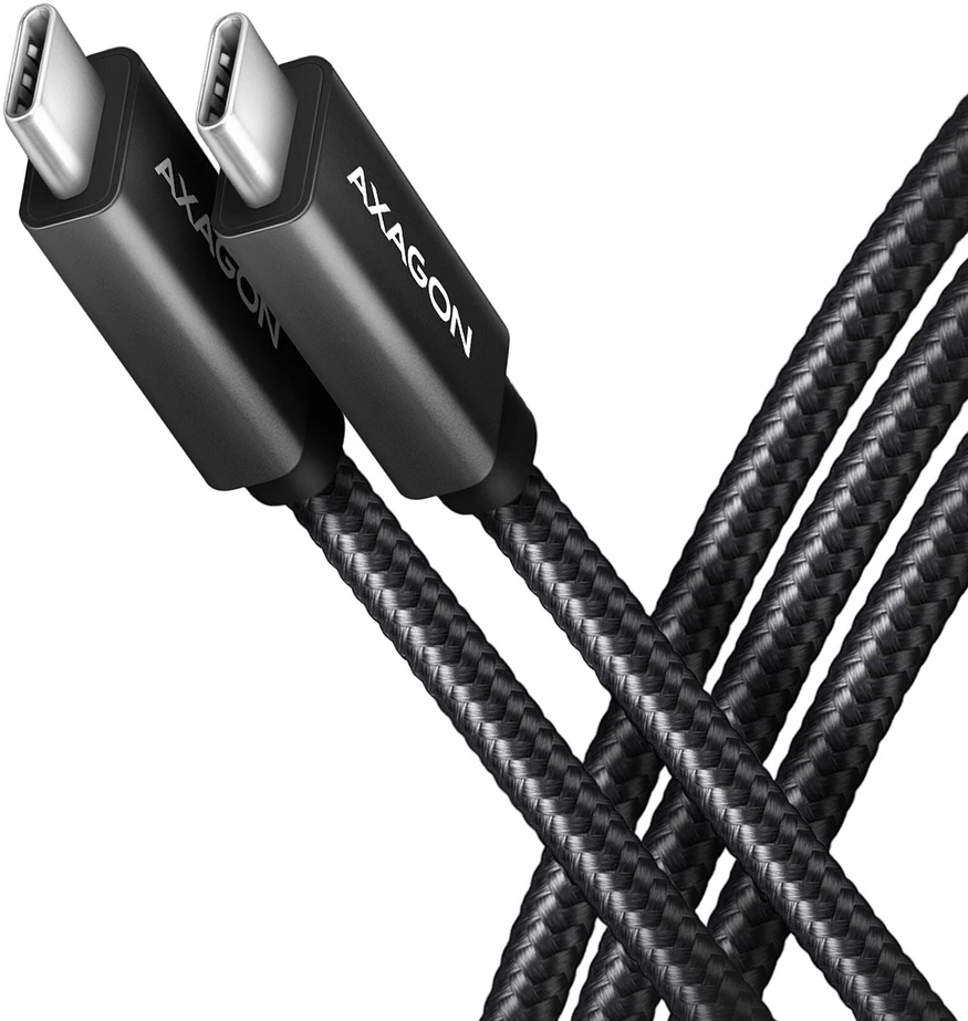 AXAGON BUCM32-CM15AB laidas USB-C <-> USB-C 3.2 Gen 2, 1.5m, PD 100W, 5A, 4K HD, ALU, pintas, Juodas