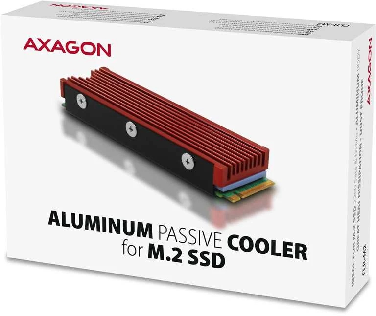 AXAGON CLR-M2 pasyvus - M.2 SSD, 80 mm SSD, ALU korpusas, silikoninės šiluminės pagalvėlės