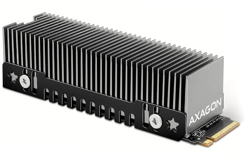 AXAGON CLR-M2XT pasyvus - M.2 SSD, 80 mm SSD, ALU korpusas, silikoninės šiluminės pagalvėlės, aukštis 20 mm