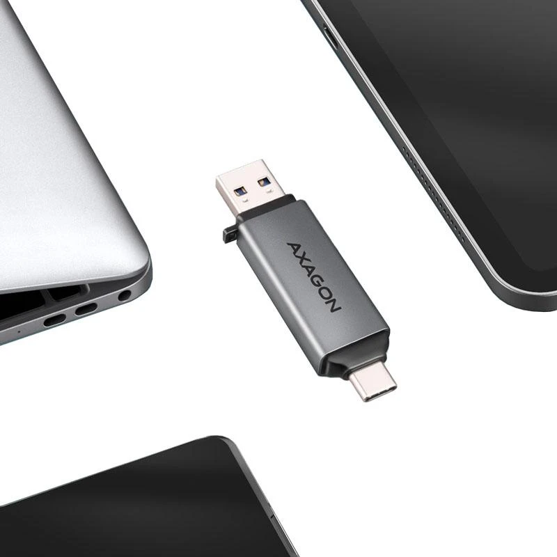 Axagon CRE-DAC išorinis, C tipo + A tipo 2 lizdų SD / Micro SD