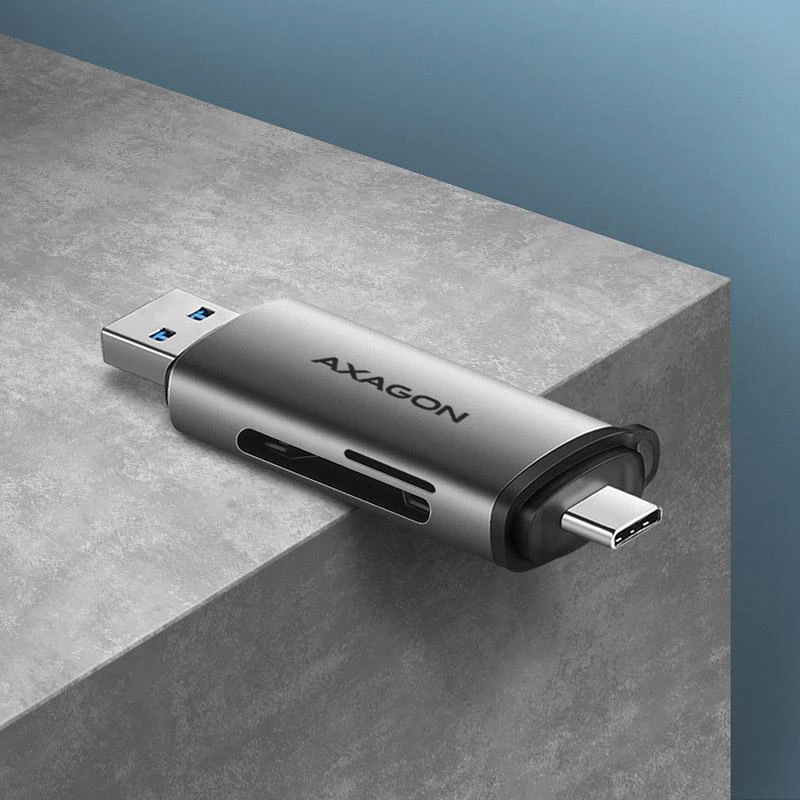 AXAGON CRE-SAC išorinis USB 3.2 Gen1 Type-C+Type-A 2 lizdų SD / Micro SD