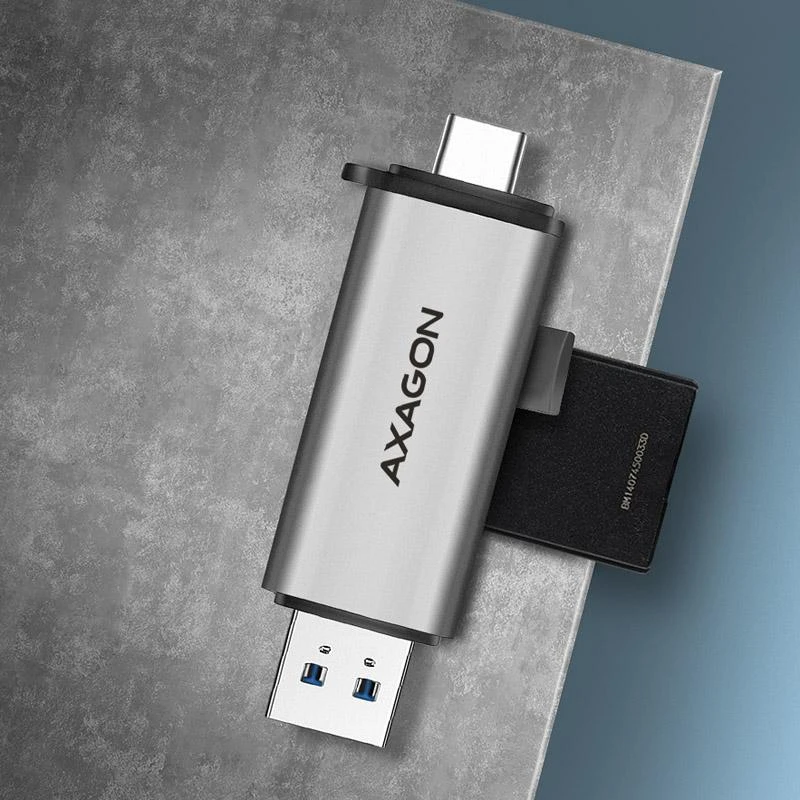 AXAGON CRE-SAC išorinis USB 3.2 Gen1 Type-C+Type-A 2 lizdų SD / Micro SD