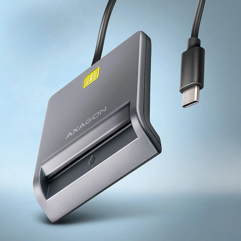 AXAGON CRE-SM3TC USB-C išmaniųjų kortelių/ID kortelių skaitytuvas su 1,2 m laidu
