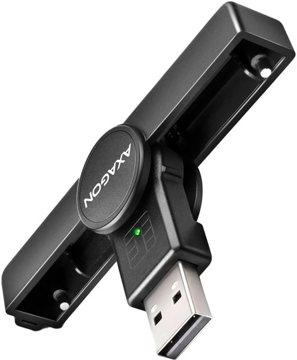Axagon Sulankstoma kišenė USB-A kontaktas Smart / ID kortelių skaitytuvas.