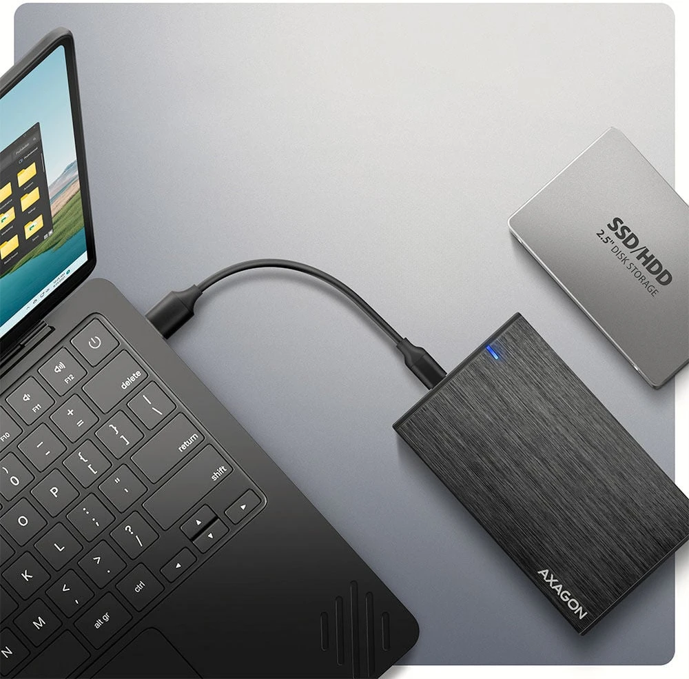 „Axagon EE25-XA6C“ USB-C 5Gbps SATA 6G išorinė dėžutė, skirta 2,5 colio SSD/HDD ALINE dėžutei