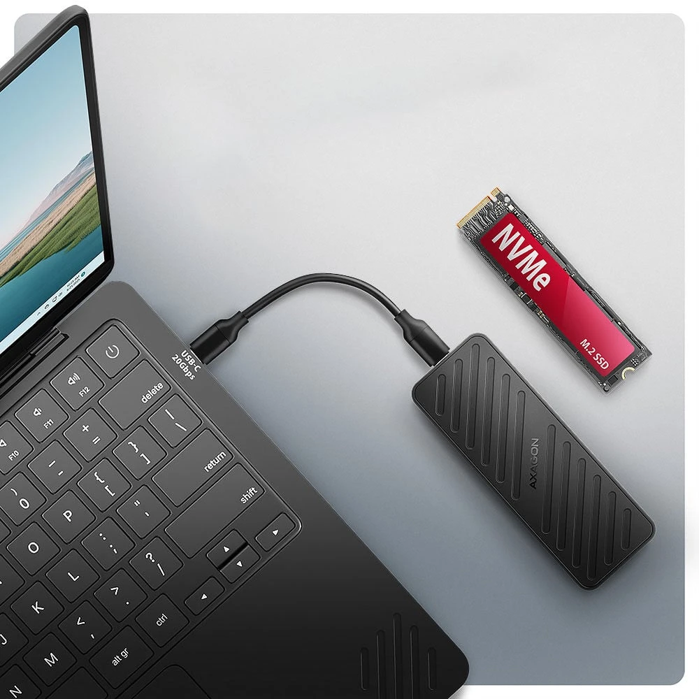 AXAGON USB-C 20Gbps - M.2 NVMe SSD Šarvuota dėžutė | EEM2-20G