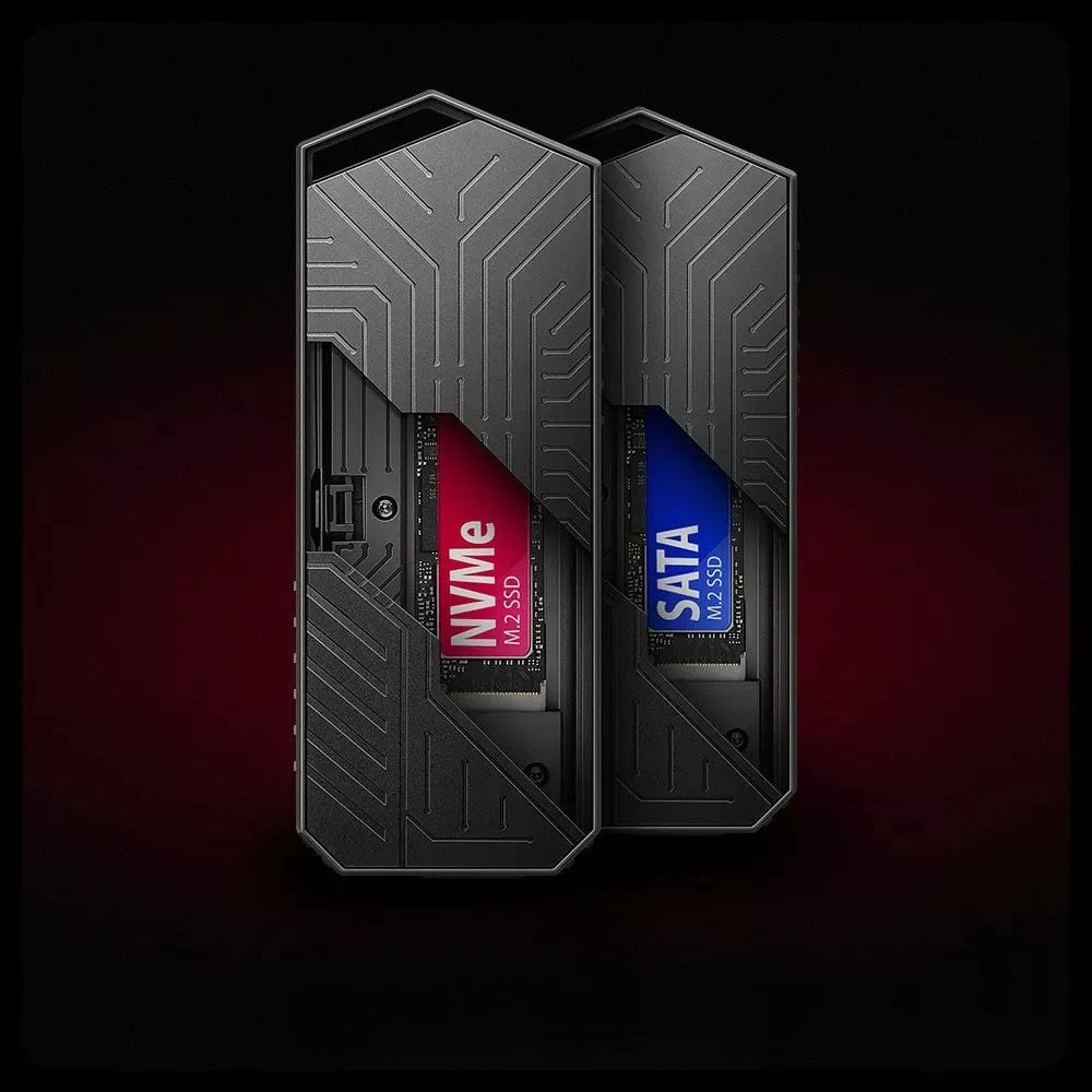 „AXAGON USB-C 10Gbps“ – M.2 NVMe ir SATA SSD GAME M.2 dėžutė | EEM2-GAM