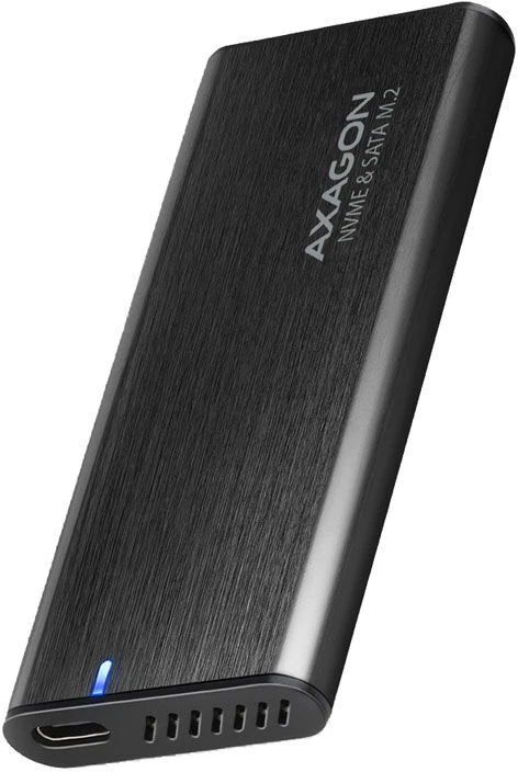 Axagon išorinė USB-C 3.2 Gen 2 metalinė dėžutė M.2 NVMe ir SATA SSD diskams. Be varžtų.
