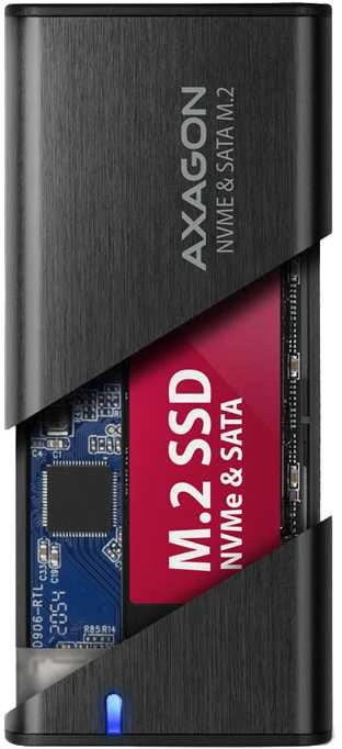 Axagon išorinė USB-C 3.2 Gen 2 metalinė dėžutė M.2 NVMe ir SATA SSD diskams. Be varžtų.