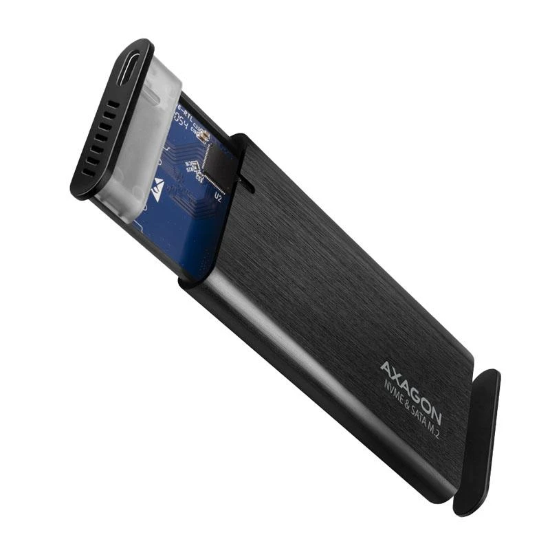 Axagon išorinė USB-C 3.2 Gen 2 metalinė dėžutė M.2 NVMe ir SATA SSD diskams. Be varžtų.