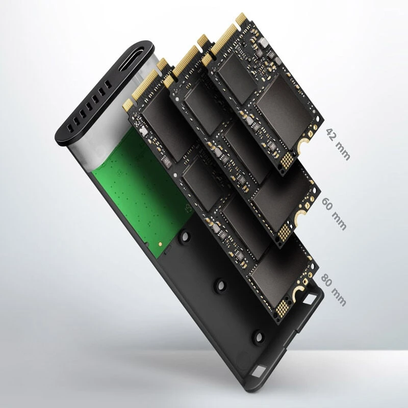 Kietasis diskas AXAGON išorinė USB-C 3.2 Gen 2 metalinė dėžutė M.2 SATA SSD diskams | EEM2-SBC