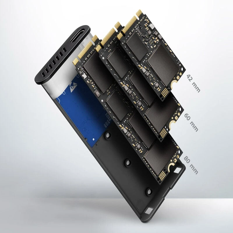 AXAGON išorinė USB-C 3.2 Gen 2 metalinė dėžutė M.2 NVMe ir SATA SSD diskams | EEM2-SG2