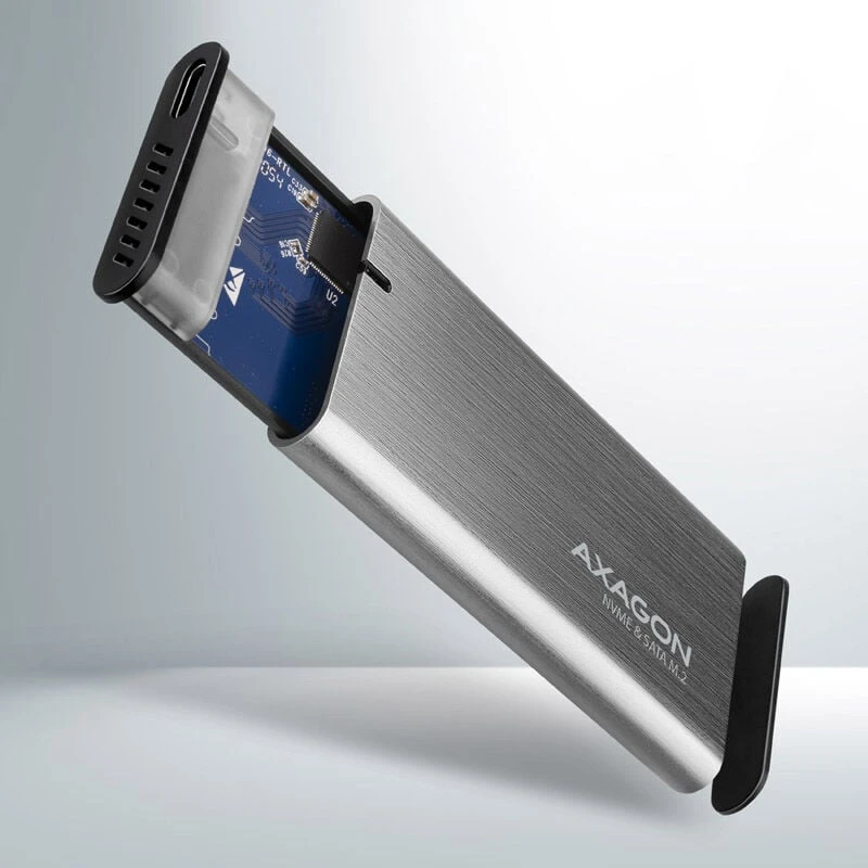AXAGON išorinė USB-C 3.2 Gen 2 metalinė dėžutė M.2 NVMe ir SATA SSD diskams | EEM2-SG2