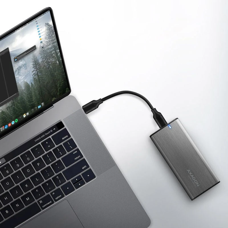 AXAGON išorinė USB-C 3.2 Gen 2 metalinė dėžutė M.2 NVMe ir SATA SSD diskams | EEM2-SG2