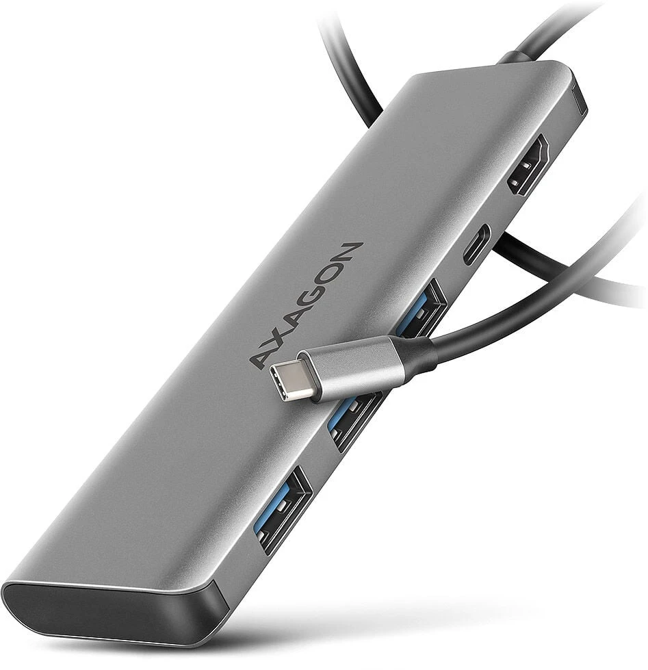 AXAGON HMC-5H USB-C 3.2 Gen 1 šakotuvas, 3x USB-A, 4K HDMI, PD 100W, 100 cm USB-C laidas