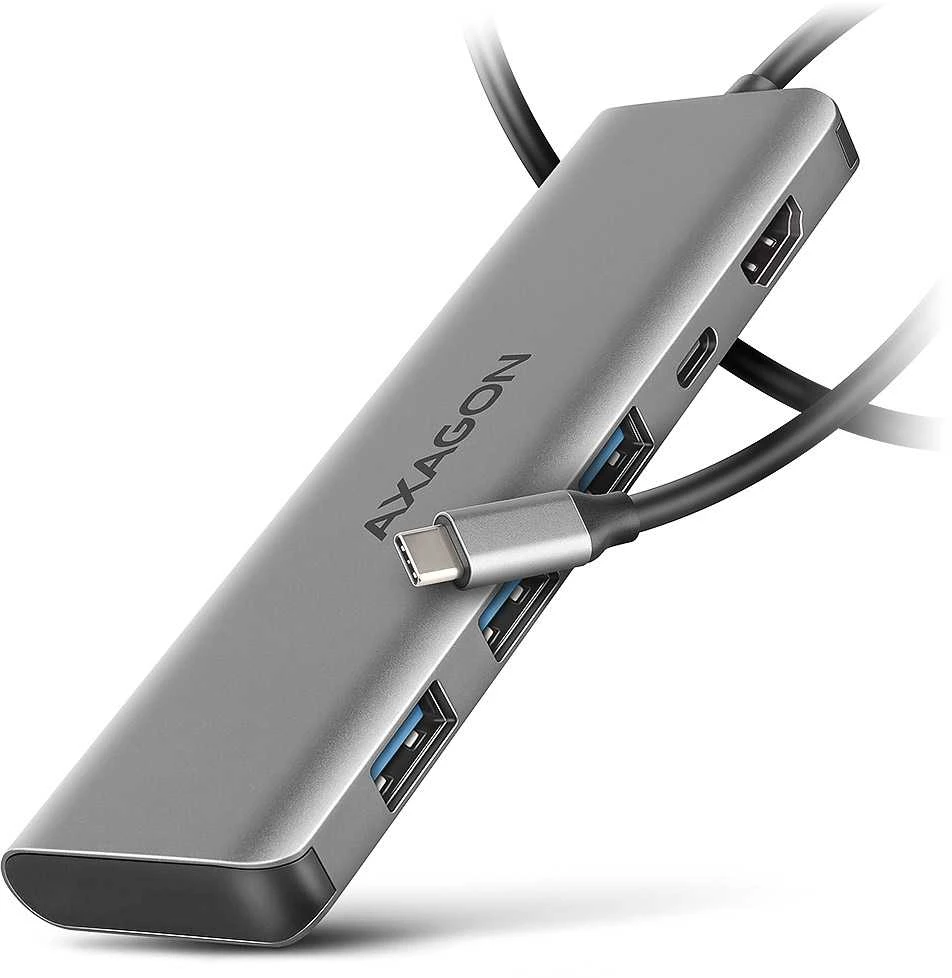 AXAGON HMC-5H USB-C 3.2 Gen 1 šakotuvas, 3x USB-A, 4K HDMI, PD 100W, 100 cm USB-C laidas