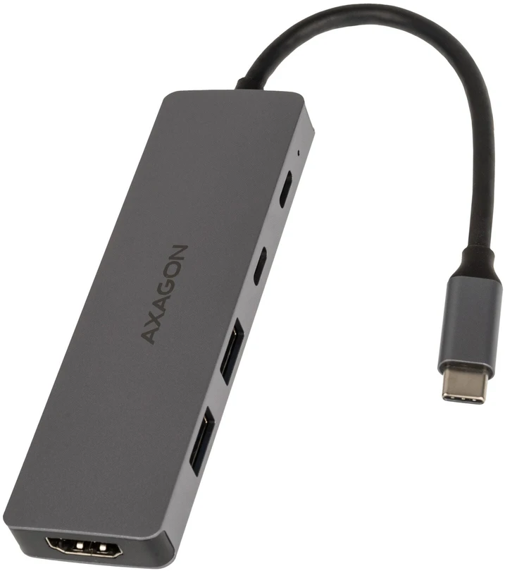 AXAGON HMC-5H60 USB-C 3.2 Gen 1 šakotuvas, 2 x USB-A, 1 x USB-C, 4K 60 Hz HDMI, PD 100 W, 15 cm USB-C laidas